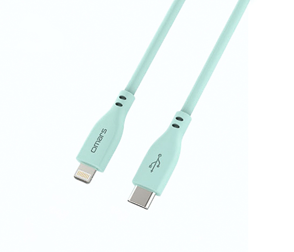 omars炫彩快速傳輸充電線 PD20W USB-C to Lightning-1M:湖水綠