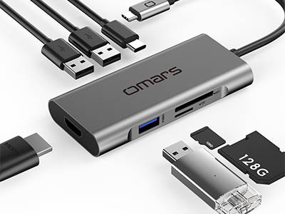 【omars】七合一Type-C 多功能鋁合金集線器-鋼鐵灰 【omars】七合一Type-C 多功能鋁合金集線器
