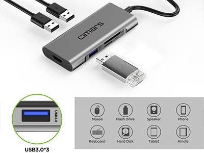 【omars】七合一Type-C 多功能鋁合金集線器-鋼鐵灰 【omars】七合一Type-C 多功能鋁合金集線器