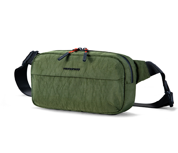 【KINGSONS】水洗紋理｜防水貼身斜背胸包-松葉綠